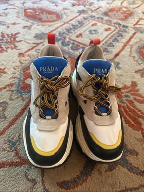 Prada Multicolor Chunky Sneakers in White, Blue, Yellow, Black